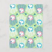 pinda's | Snoopy Mint Green Deco Dreams Patroon Briefkaart (Voorkant)