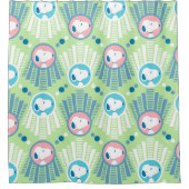 pinda's | Snoopy Mint Green Deco Dreams Patroon Douchegordijn (Voorkant)