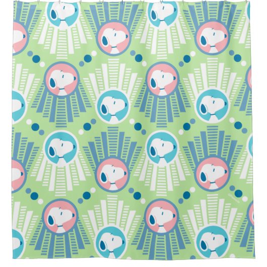 pinda's | Snoopy Mint Green Deco Dreams Patroon Douchegordijn (Voorkant)