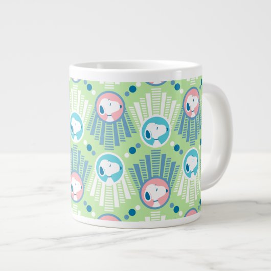 pinda's | Snoopy Mint Green Deco Dreams Patroon Grote Koffiekop (Voorkant rechts)