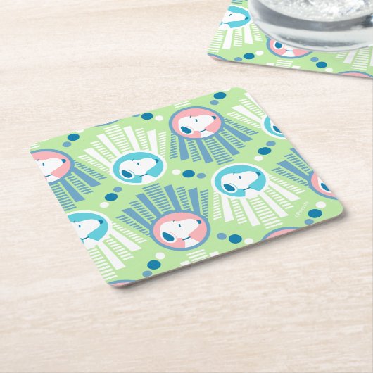 pinda's | Snoopy Mint Green Deco Dreams Patroon Kartonnen Onderzetters (Schuin)