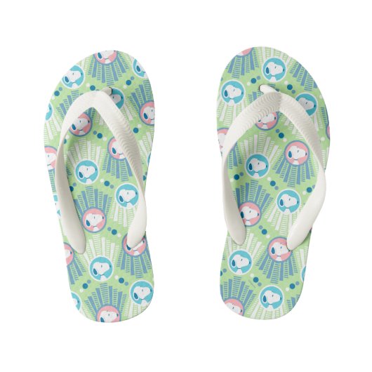 pinda's | Snoopy Mint Green Deco Dreams Patroon Kinder Teenslippers (Voetbed)