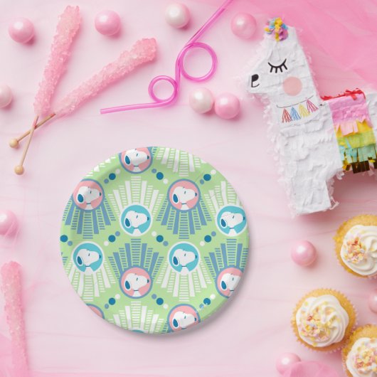 pinda's | Snoopy Mint Green Deco Dreams Patroon Papieren Bordje (Feest)