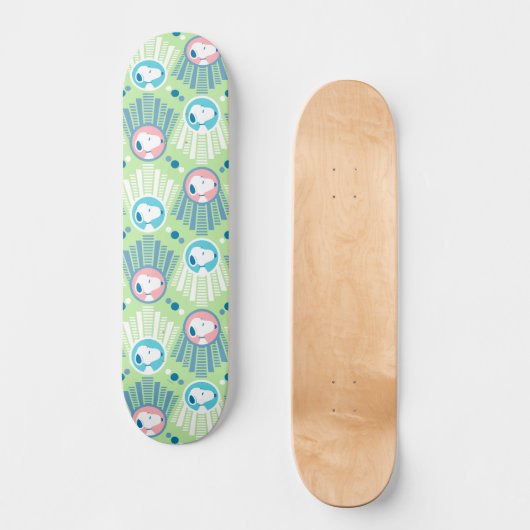 pinda's | Snoopy Mint Green Deco Dreams Patroon Persoonlijk Skateboard (Voorkant)