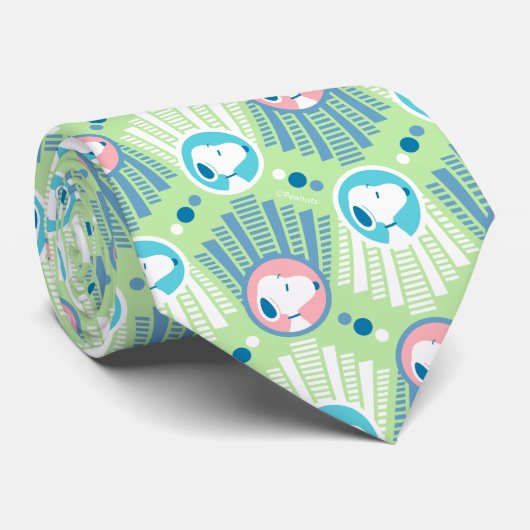 pinda's | Snoopy Mint Green Deco Dreams Patroon Stropdas (Opgerold)