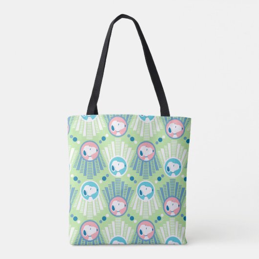 pinda's | Snoopy Mint Green Deco Dreams Patroon Tote Bag (Achterkant)