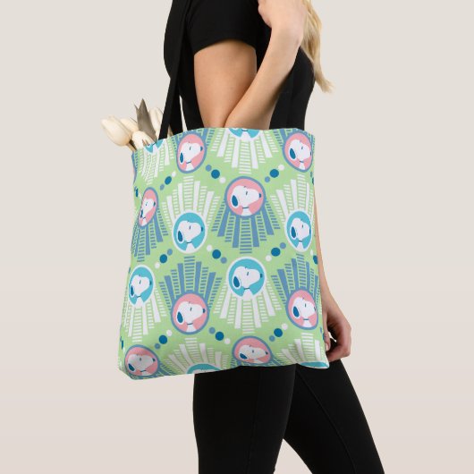 pinda's | Snoopy Mint Green Deco Dreams Patroon Tote Bag (Dichtbij)