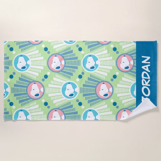 pinda's | Snoopy Mint Green Deco | Jouw namen toev Strandlaken (Voorkant)