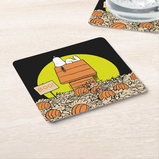 pinda's | Snoopy Napping in de pompoenpleister Kartonnen Onderzetters (Schuin)