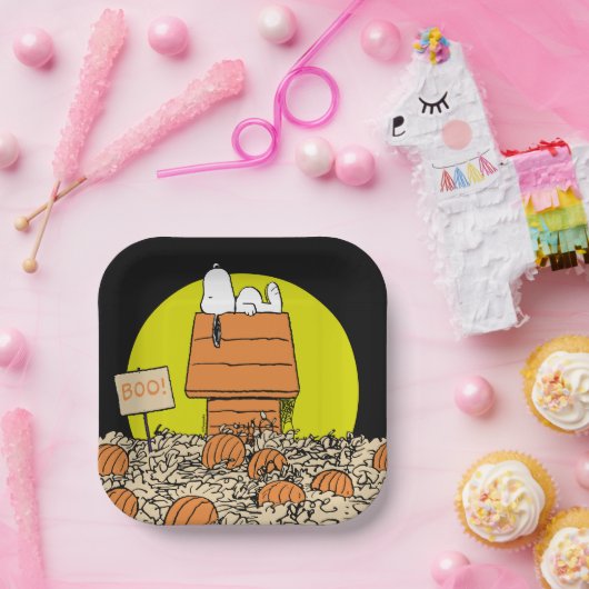 pinda's | Snoopy Napping in de pompoenpleister Papieren Bordje (Feest)