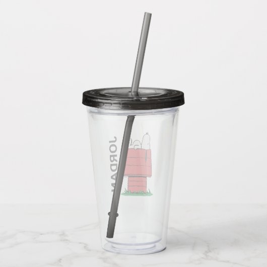 pinda's | Snoopy Napping | Jouw namen toevoegen Acryl Drinkbeker (Achterkant)