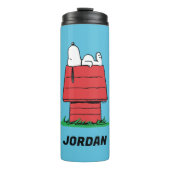 pinda's | Snoopy Napping | Jouw namen toevoegen Thermosbeker (Voorkant)