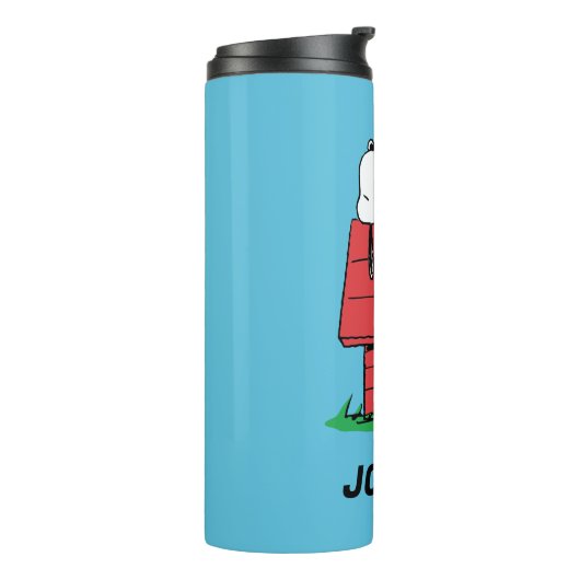 pinda's | Snoopy Napping | Jouw namen toevoegen Thermosbeker (Gedraaid links)