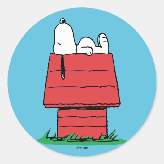 pinda's | Snoopy Napping Ronde Sticker (Voorkant)