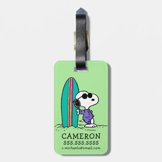 pinda's | Snoopy Ocean High Tide Bagagelabel (Achterkant verticaal)
