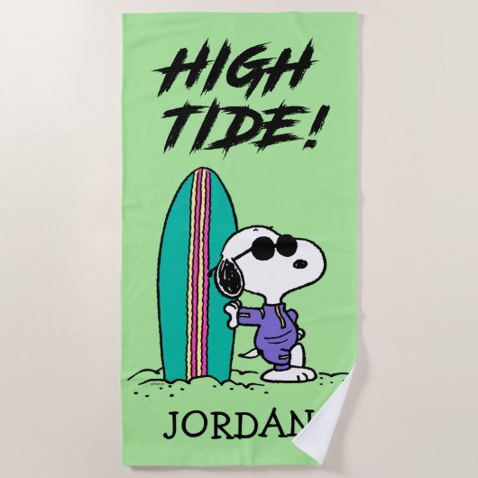 pinda's | Snoopy Ocean High Tide | Jouw namen toev Strandlaken (Voorkant)