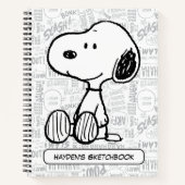 PINDA'S | Snoopy op zwart wit striptekening Notitieboek (Voorkant)