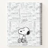 PINDA'S | Snoopy op zwart wit striptekening Notitieboek (Achterkant)