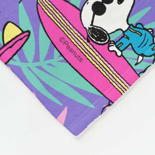 pinda's | Snoopy Paars Surf Pattern Fleece Deken (Hoek)