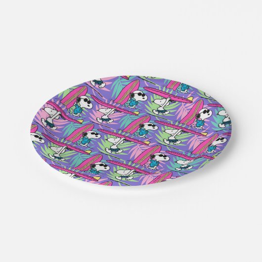 pinda's | Snoopy Paars Surf Pattern Papieren Bordje (Gekanteld)