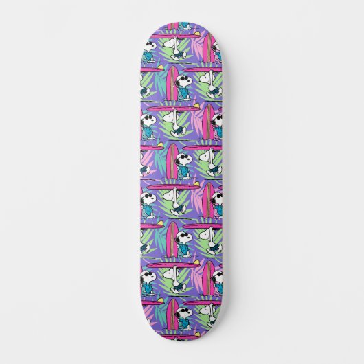 pinda's | Snoopy Paars Surf Pattern Persoonlijk Skateboard (Voorkant)