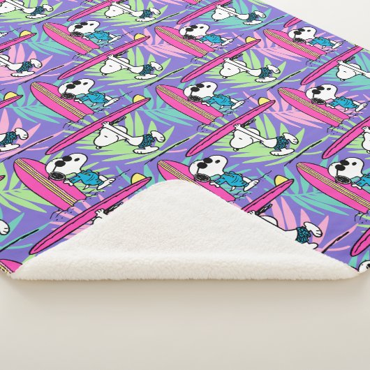 pinda's | Snoopy Paars Surf Pattern Sherpa Deken (3/4)