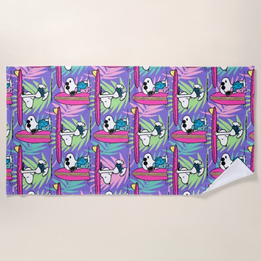 pinda's | Snoopy Paars Surf Pattern Strandlaken (Voorkant)
