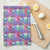 pinda's | Snoopy Paars Surf Pattern Theedoek (Quarter Fold)