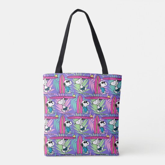 pinda's | Snoopy Paars Surf Pattern Tote Bag (Achterkant)