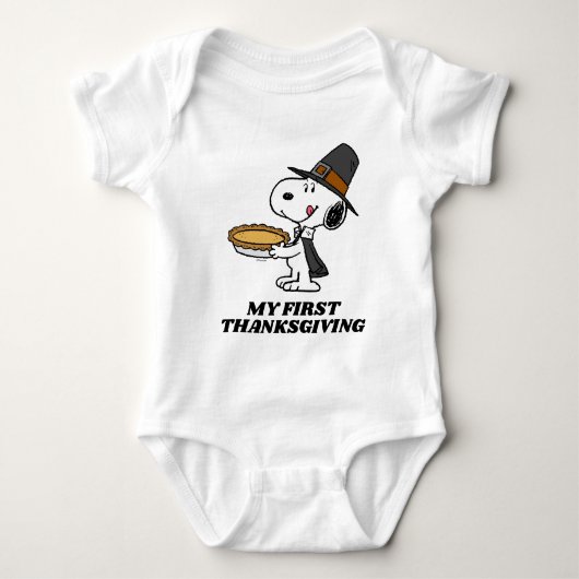 pinda's | Snoopy Pilgrim - Mijn eerste Thanksgivin Romper (Voorkant)