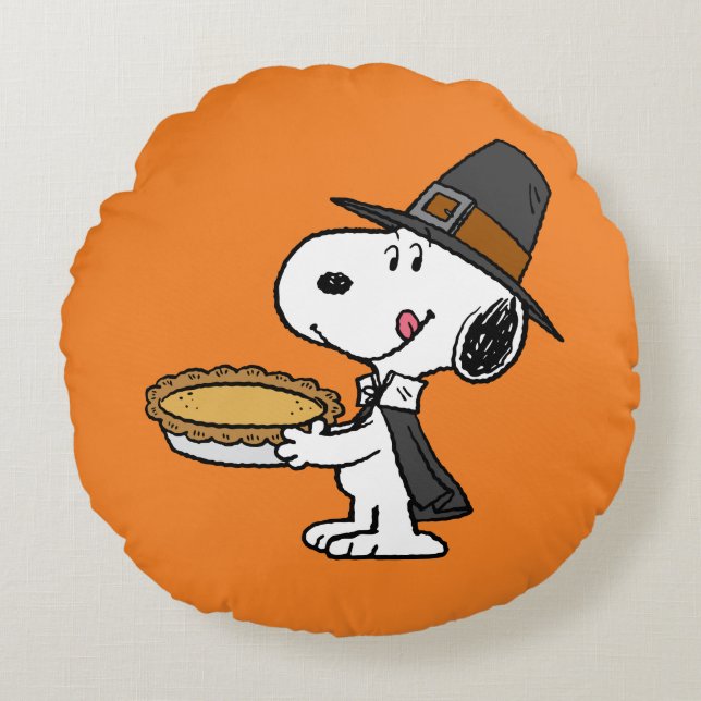 pinda's | Snoopy Pilgrim Rond Kussen (Voorkant)