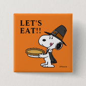 pinda's | Snoopy Pilgrim Vierkante Button 5,1 Cm (Voorkant)