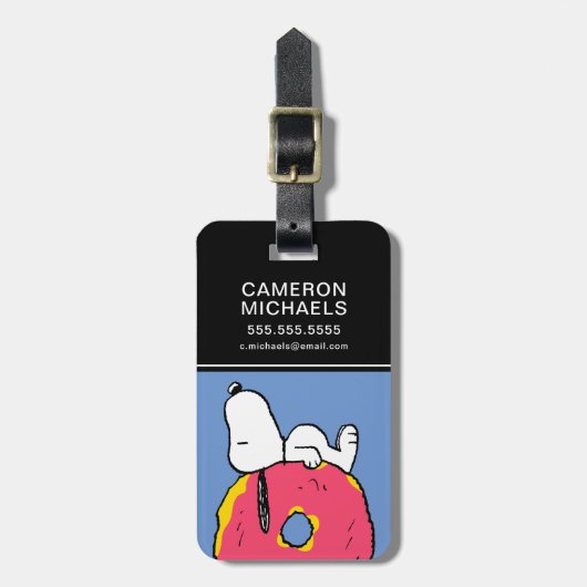 pinda's | Snoopy Pink Donut Bagagelabel (Voorkant verticaal)