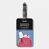 pinda's | Snoopy Pink Donut Bagagelabel (Achterkant verticaal)