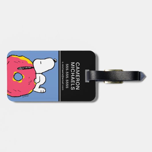 pinda's | Snoopy Pink Donut Bagagelabel (Achterkant horizontaal)