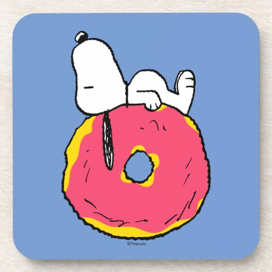 pinda's | Snoopy Pink Donut Bier Onderzetter (Voorkant)