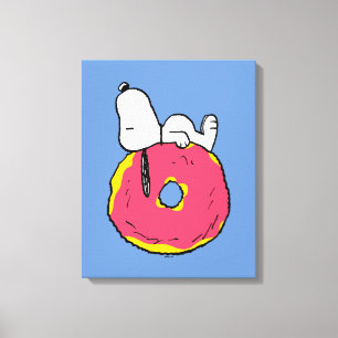 pinda's Snoopy Pink Donut Canvas Afdruk