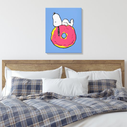 pinda's | Snoopy Pink Donut Canvas Afdruk (Insitu (Slaapkamer))