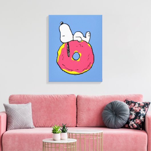 pinda's | Snoopy Pink Donut Canvas Afdruk (Insitu (Woonkamer))