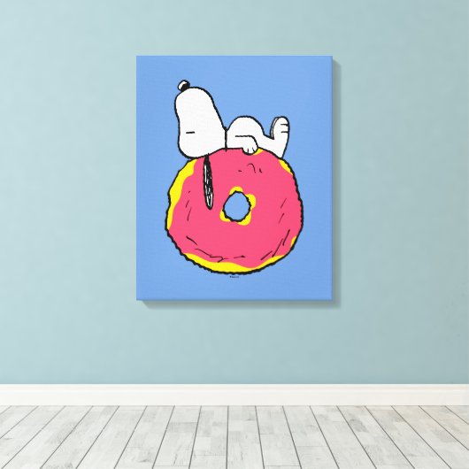 pinda's | Snoopy Pink Donut Canvas Afdruk (Insitu (Houten vloer))