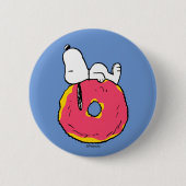 pinda's | Snoopy Pink Donut Ronde Button 5,7 Cm (Voorkant)