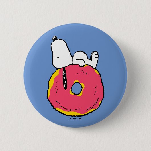 pinda's | Snoopy Pink Donut Ronde Button 5,7 Cm (Voorkant)
