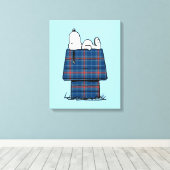 pinda's | Snoopy Pset Flannel Holiday Dog House Canvas Afdruk (Insitu (Houten vloer))