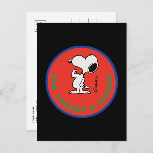 pinda's | Snoopy Raw Strength & Courage Badge Briefkaart (Voorkant / Achterkant)