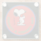 pinda's | Snoopy Raw Strength & Courage Badge Glazen Onderzetter (Achterkant)