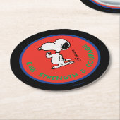 pinda's | Snoopy Raw Strength & Courage Badge Ronde Kartonnen Onderzetter (Gebogen)