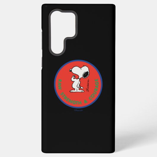 pinda's | Snoopy Raw Strength & Courage Badge Samsung Galaxy Hoesje (Achterkant)