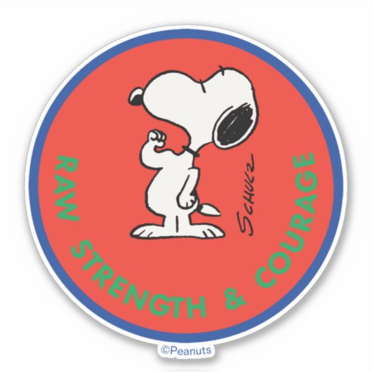 pinda's | Snoopy Raw Strength & Courage Badge Sticker (Voorkant)