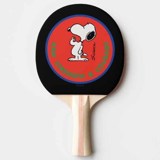 pinda's | Snoopy Raw Strength & Courage Badge Tafeltennisbatje (Voorkant)
