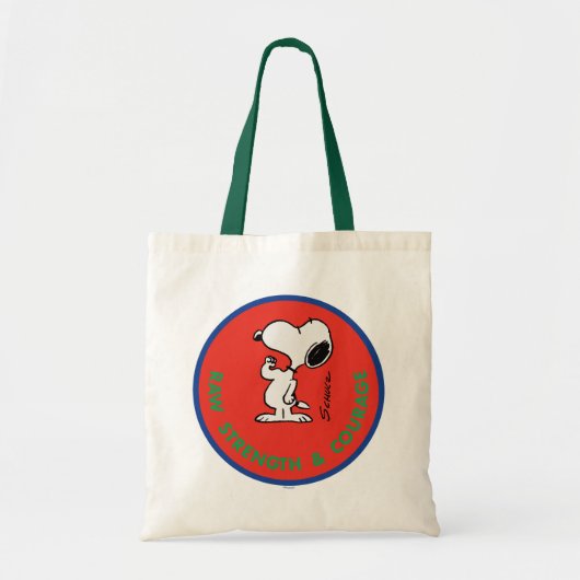 pinda's | Snoopy Raw Strength & Courage Badge Tote Bag (Voorkant)
